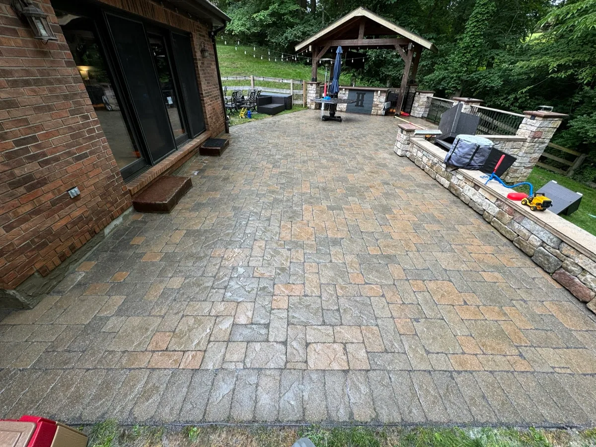 Pavilion and paver patio completed by Queen City Hardscapes